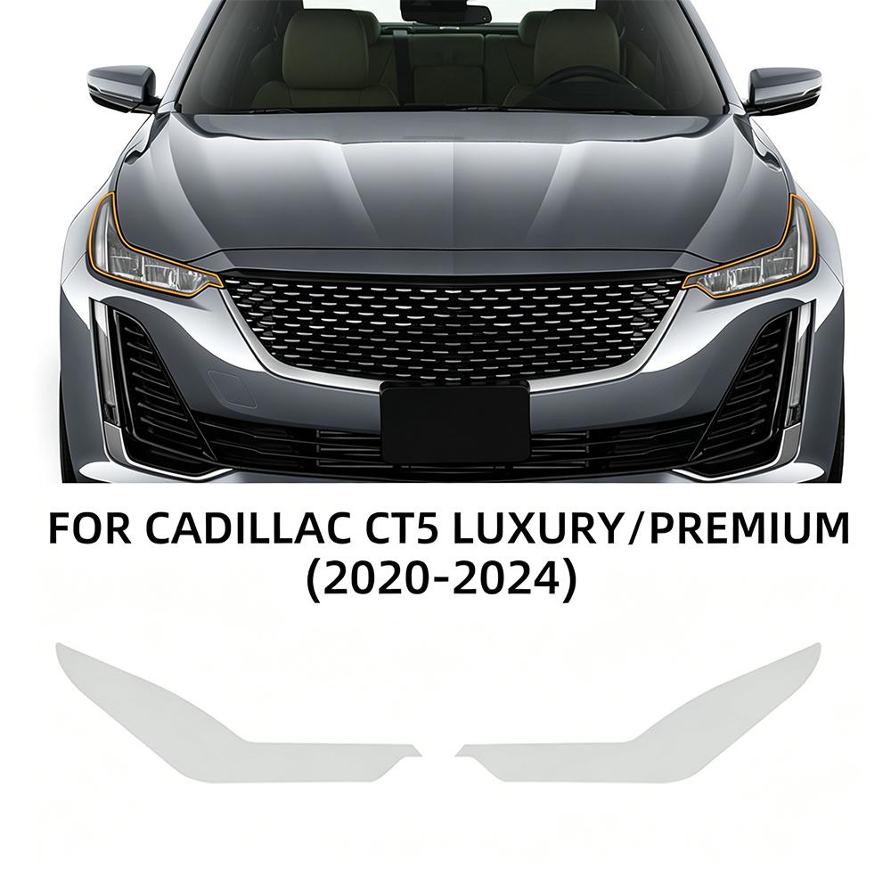 TPU Car Headlight Protective Film For Cadillac CT5 Luxury Base 2020-24 Transport & Smoke Anti-Scratch Auto External Accessories.