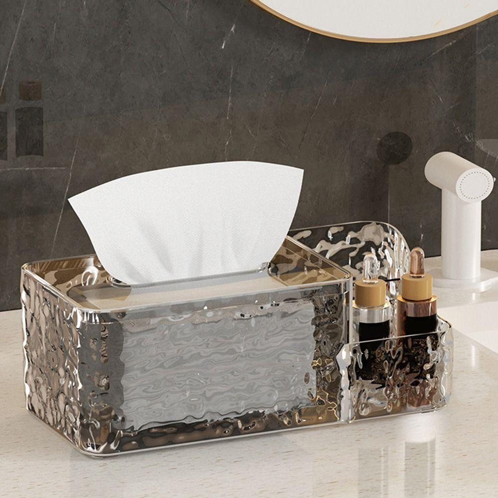 

Large Capacity Water Ripple Clear Tissue Storage Box Plastic Paper Dispenser Living Room