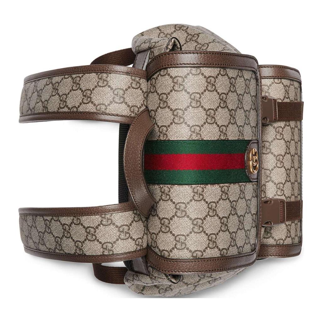 Gucci Ophidia GG Supreme Canvas Web Stripe Flap Backpack With Gold Double G Logo For Unisex Luxury Daily Use