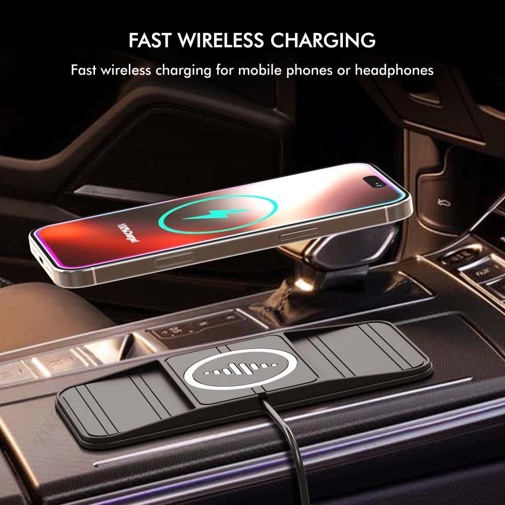 Non-Slip Wireless Car Charger Pad DIY Crop Charging For iPhone 17 16 Pro Max 15 14 13 12 Samsung Xiaomi Fast Charging Station