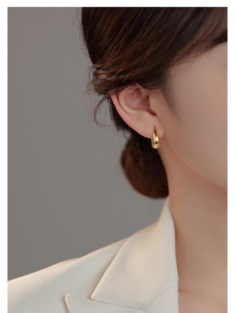 Boucles d'oreilles en argent S925 Banyan Tree en forme de U - Style blogueuse de mode coréenne