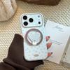 Small floral magnetic stand case suitable for Apple 17 Pro Max, iPhone 16 glitter, 13 fresh style, 15 soft
