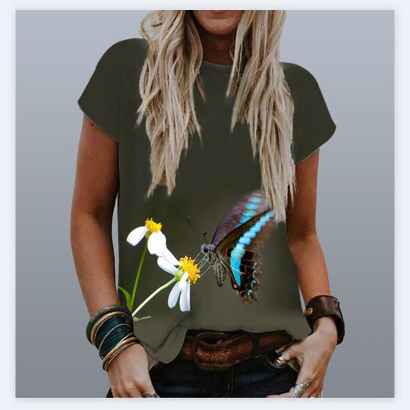 Summer T-Shirts Butterfly 3D Print Streetwear Women's Casual Fashion Oversized O-Neck T Shirt Female Girl Tops Tees Clothing