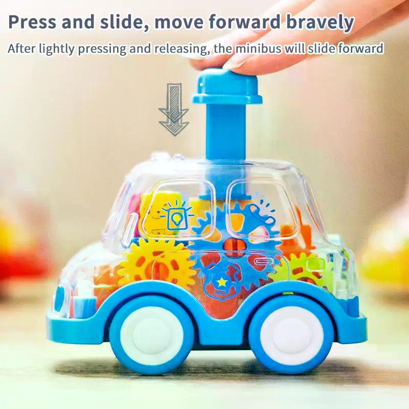 1/3Pcs Inertia Rebound Car Baby Toy Cartoon Press Gear Car Toy Lnertia Pull-back Transparent Car Birthday Gifts For Kids