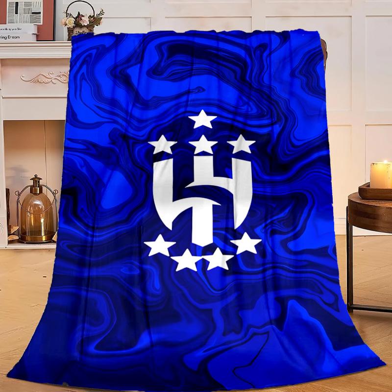 1PC Blue Football Team Flannel Blanket Gift, Suitable for Both Men And Women, Soft Ideal for Beds And Sofa, Birthday Or Christmas Gift