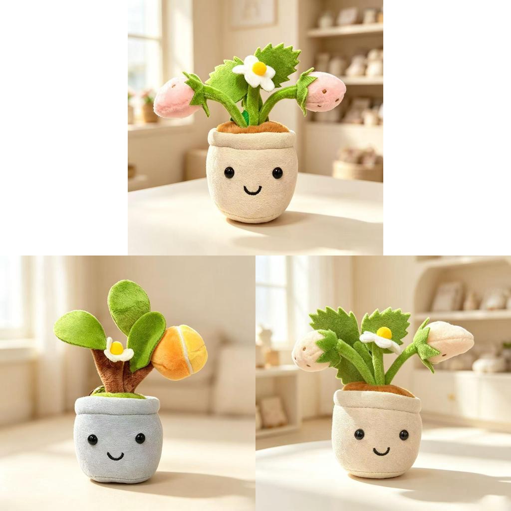 Cute Plush Fruit Plant Pot Ornament Keychain With Strawberry And Orange For Gift And Decoration