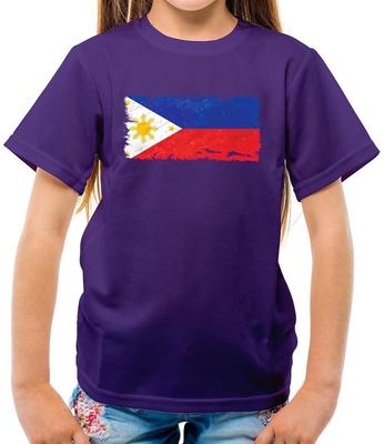 Philippines Grunge Flag - Kids T-Shirt - Filipino Flags Country Manila Asia