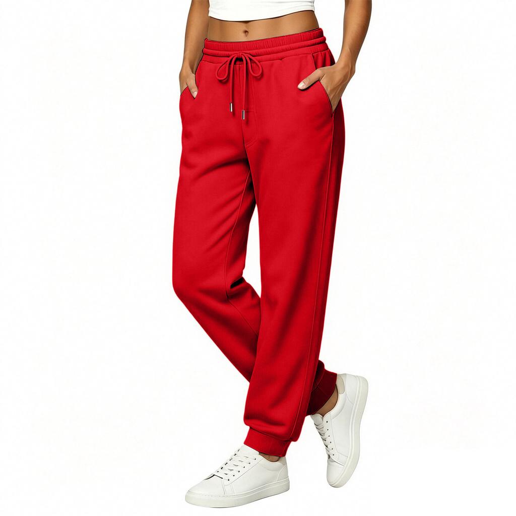 Women's Loose Fit Sweatpants with Elastic Waistband and Cuffed Hem for Casual and Athletic Wear