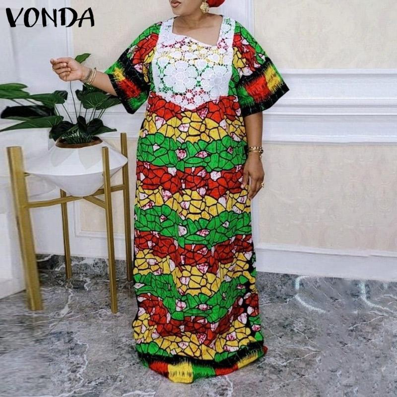 

VONDA Летние женщины Половина рукава Винтаж Принт Для вечеринок Макси Платье