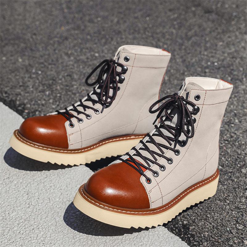 

Мужские ботинки Мартин 2025 новая осень ретро рабочие ботинки 2025 новая осенняя тенденция высокие толстоподошвенные ботинки Мартин 38 бежевый