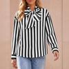 Camicia a maniche lunghe a righe da donna con vestibilità ampia - Blusa casual autunnale per l'uso quotidiano