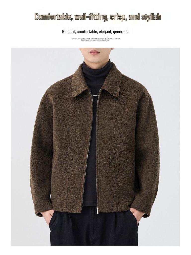 Men's Heavyweight Double-Faced Wool Coat - Thick, Warm Lapel Jacket for Autumn/Winter 2025