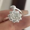 925 Sterling Silber Ringe für Damen Paar Minimalistisch Handgemacht Einfach Großer Blumenring Feiner Schmuck Geschenk Allergievorbeugend