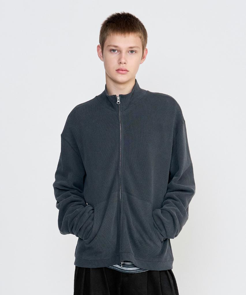JUAN HOMME Waffle Zip-Up Jacket (Charcoal)