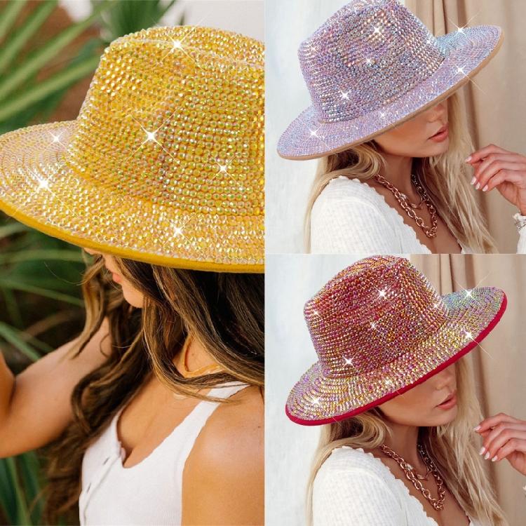 Sparkle Womens Cowboy Hat Western Cowgirl Hats Rhinestones Party Prop Disco Hats