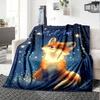 Cute Fox Under Starry Sky Home Customize Your Name Blankets Soft Cozy And Lightweight For All Seasons Perfect For Picnics Sofa Relaxation Office