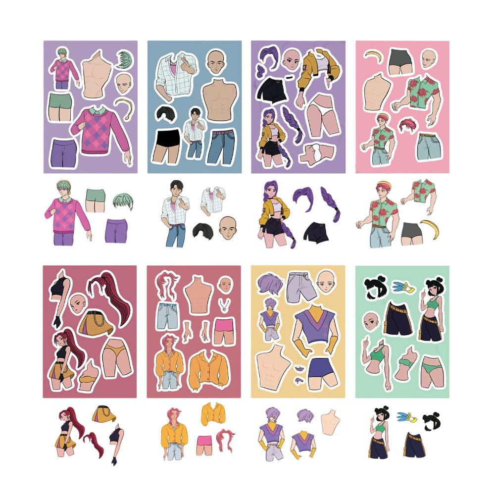 8 Pieces Of Witch Girl Group Stickers Hand Account Cutting Film Package Handmade Decorative Stickers
