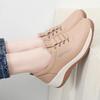 Women Platform Loafers Casual Elegant Leather Khaki Sneakers Thick Sole Height Increase Shake Shoes Large Size