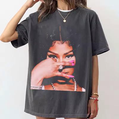 Nicki Minaj Face Graphic Tee, Trendy Hip-Hop Shirt, Pop Culture T-Shirt Summer Unisex Loose and Breathable Cotton T-shirt Top