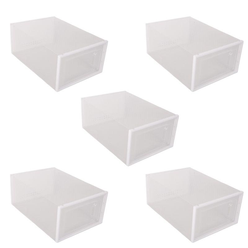 J1UL1N 5 PCS Transparent Shoe Box Storage Box Transparent Shoe Cabinet Online Celebrity Shoe White