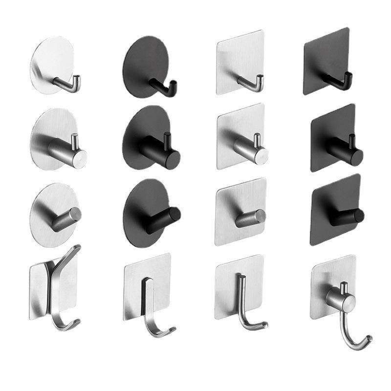 Stainless Steel No-Drill Adhesive Hook for Doors and Walls