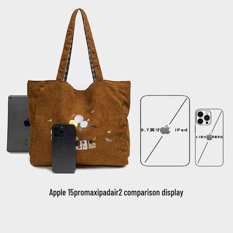 Corduroy Plaid One-Shoulder Autumn Handbag: Fashionable, Cute, Versatile Underarm Bag