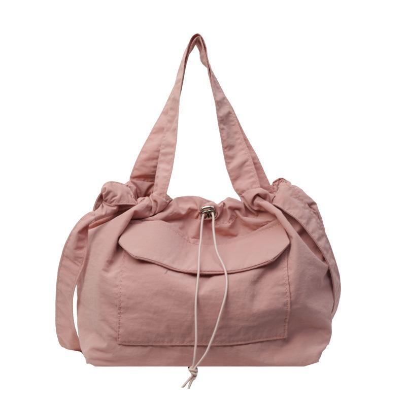 Women's Bag New Solid Color Drawstring Cloth Bag Crossbody Casual Women's Portable Shoulder Bag