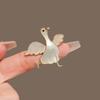Brooch Pin, 3D Goose Design Lapel Pin with Mother-of-Pearl Inlay, Wear-Resistant Thick Coating Strong Buckle Pin for Coats Sweaters Gift