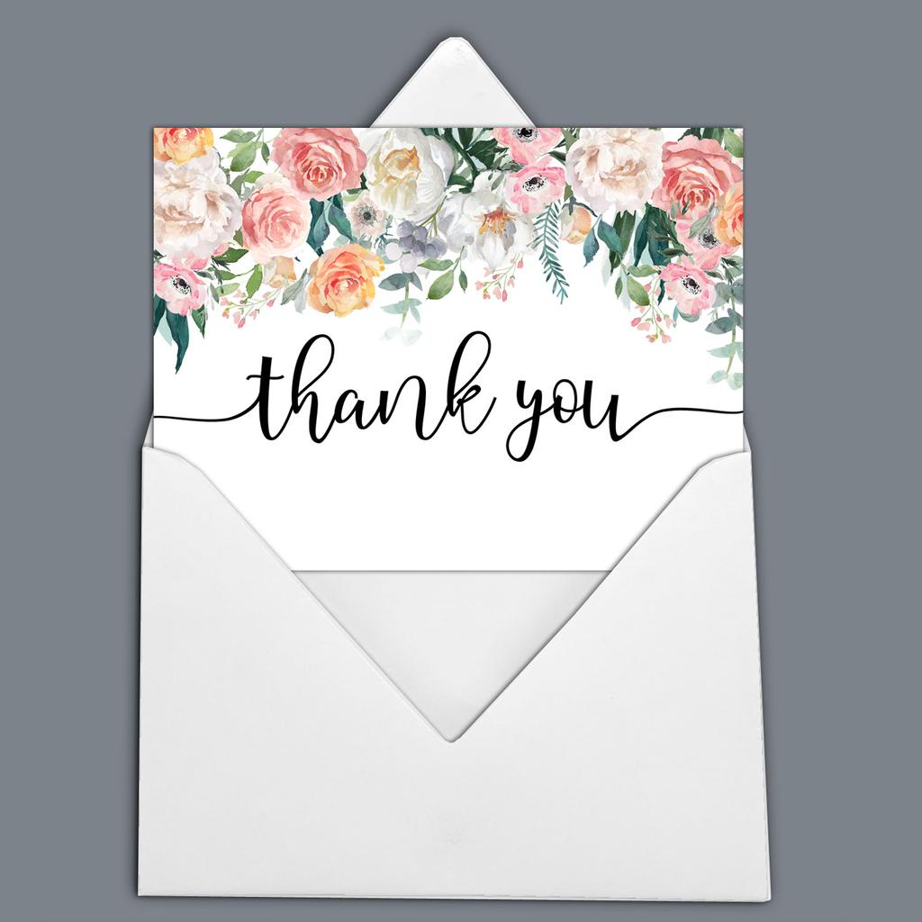 Darling Souvenir Dankeskarten zur Hochzeit mit Blumenmuster und weißen Umschlägen