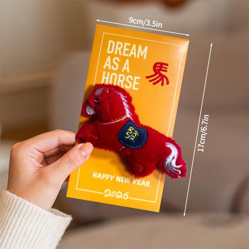 Horse 1Pc Year Red Envelope Lucky Money Pouch Chinese Spring Festival Money Pouch New Year Gift Red Pocket For Kids Adults Children's Birthday Gift