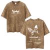 Gewaschenes Vintage Anime Vagabond Miyamoto Musashi Kirschblüten Grafik T-Shirt Herren Damen Lässiges Oversized T-Shirt 90er Jahre Streetwear