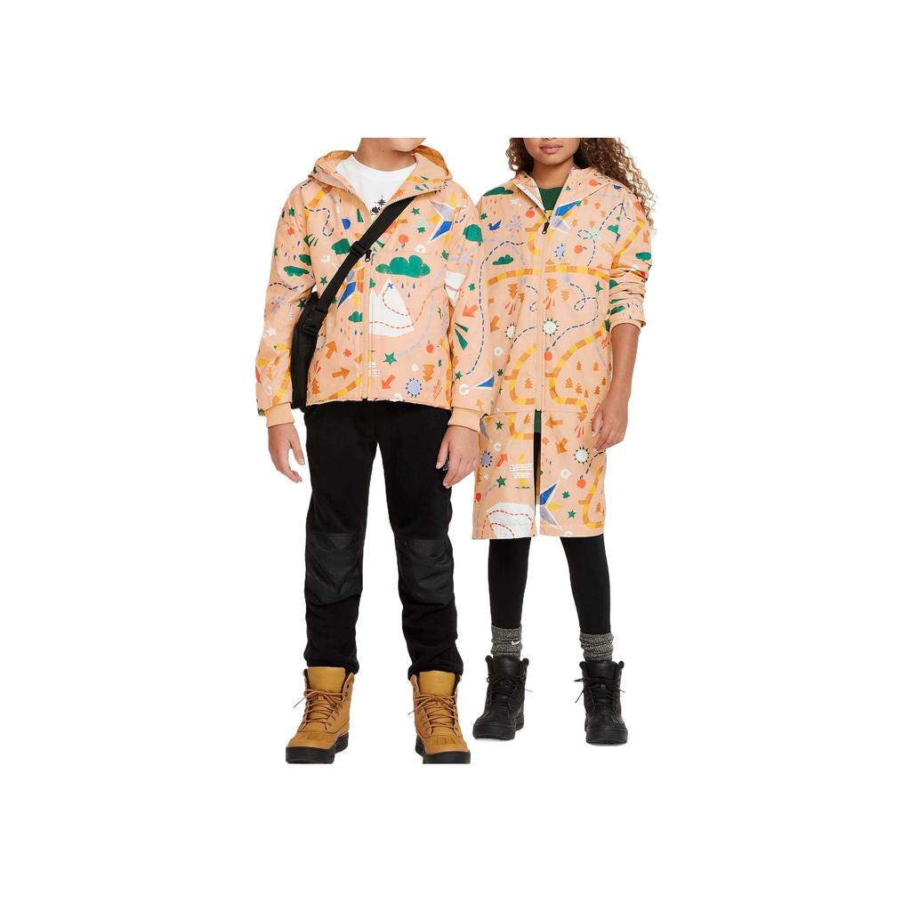Nike All Over Print Hooded Zip Casual Jacket Kids Jackets Yellow DR6115-252