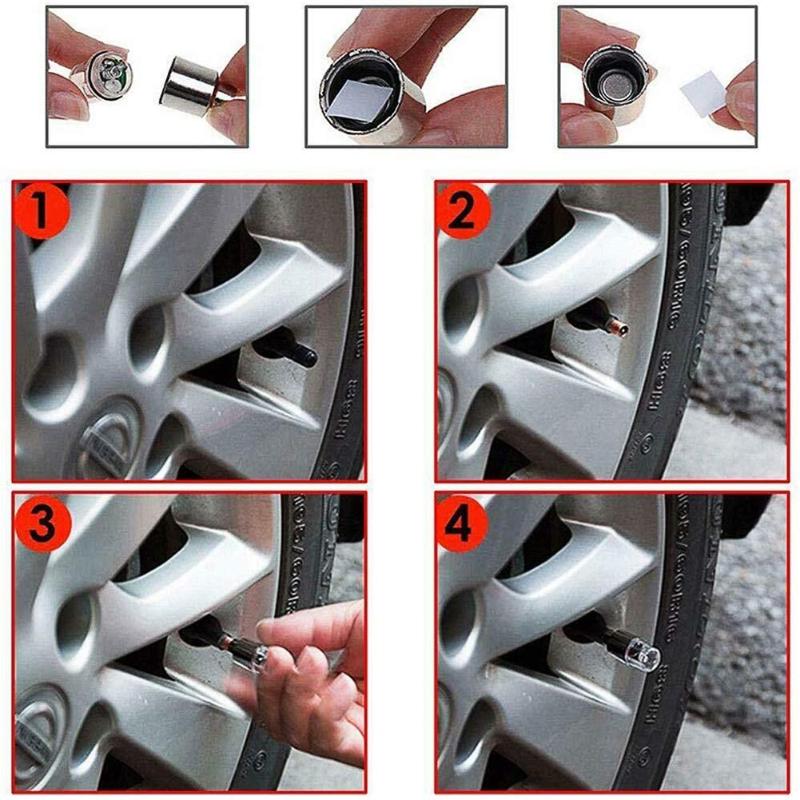 1/4Pcs Car Wheel Lights Cap Auto LED Light Wheel Tire Tyre Air Valve Stem Caps Cover for Car Motorcycle Auto Lights Accessories