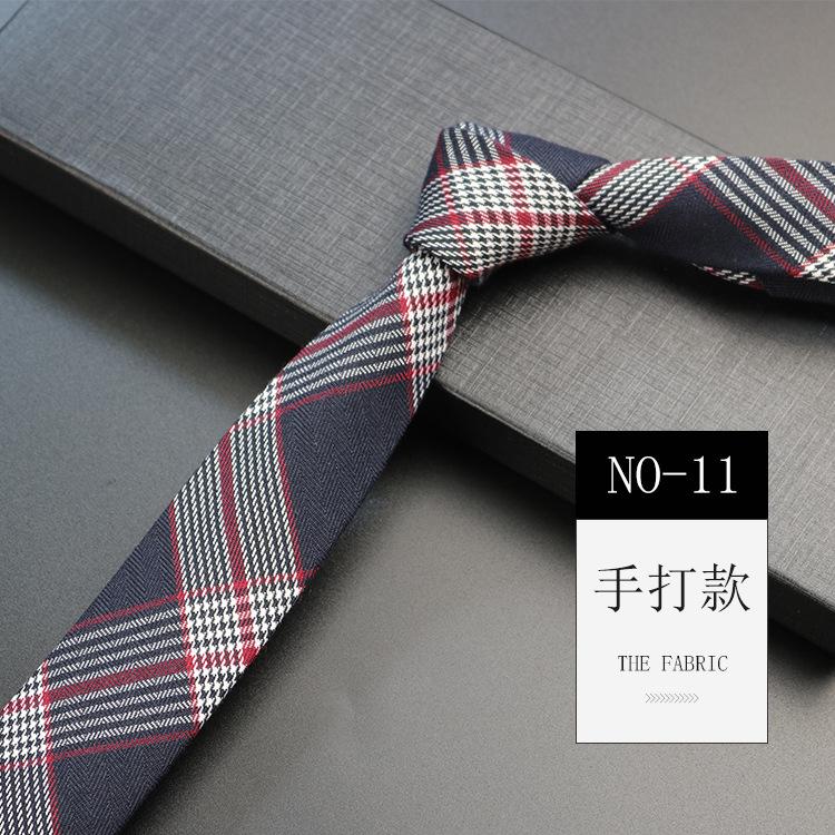 Men'S Cotton Tie Vintage British Nordic Japanese College Style Student Ins Shirt Narrow Plaid Grey Gentleman Tide