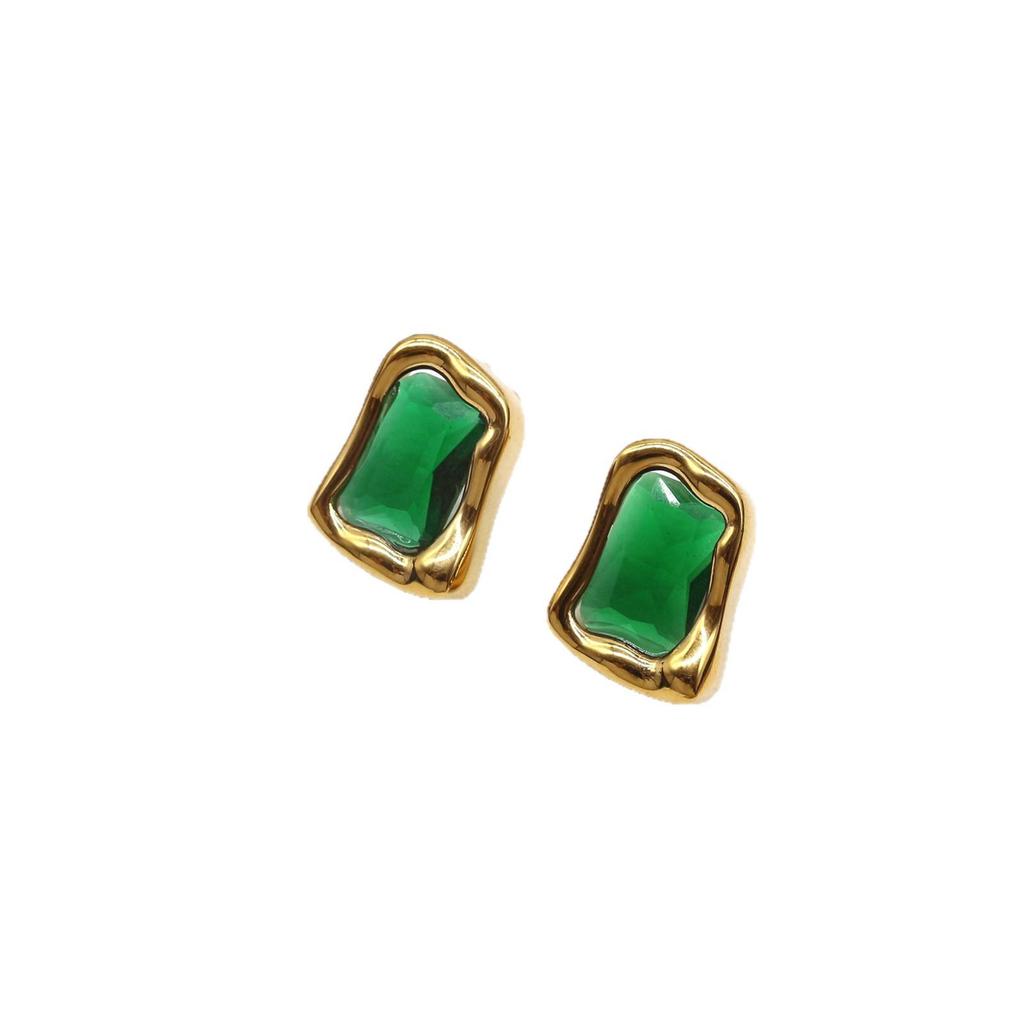 Irregular Square Diamond Stud Earrings: Luxurious, Versatile, High-End Design for Women