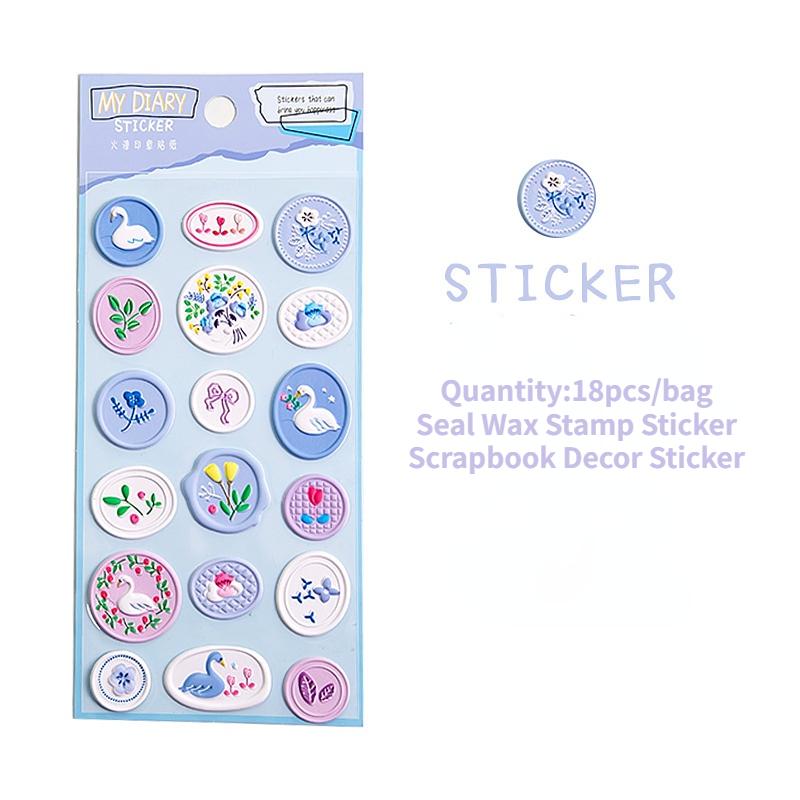 18pcs/20pcs Bag Wax Seals Stamp Sticker for Kid Vintage European Style Candy Color Sticker for Children DIY Decroative Scrapbook