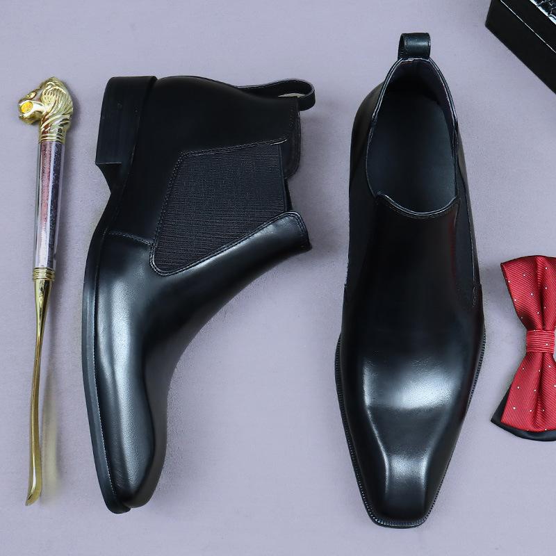 

Модные новые ботинки для мужчин, новые ботинки из коровьей кожи на толстой подошве и кожаные деловые ботинки с низким верхом для мужчин, размеры 37-46 47 чёрный