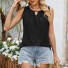 Fashion Round Neck Hollow Pleated Vest Sleeveless T-shirt Top For Women