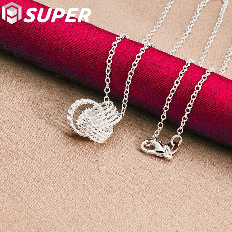 925 Sterling Silver 18 Inch Tennis Pendant Necklace Jewelry