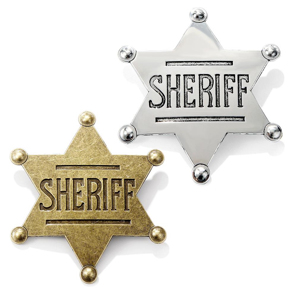 Star Sheriff Metal Enamel Badge Vintage Retro Holloween Party Brooch for Women Men Fashion Accessories Gift