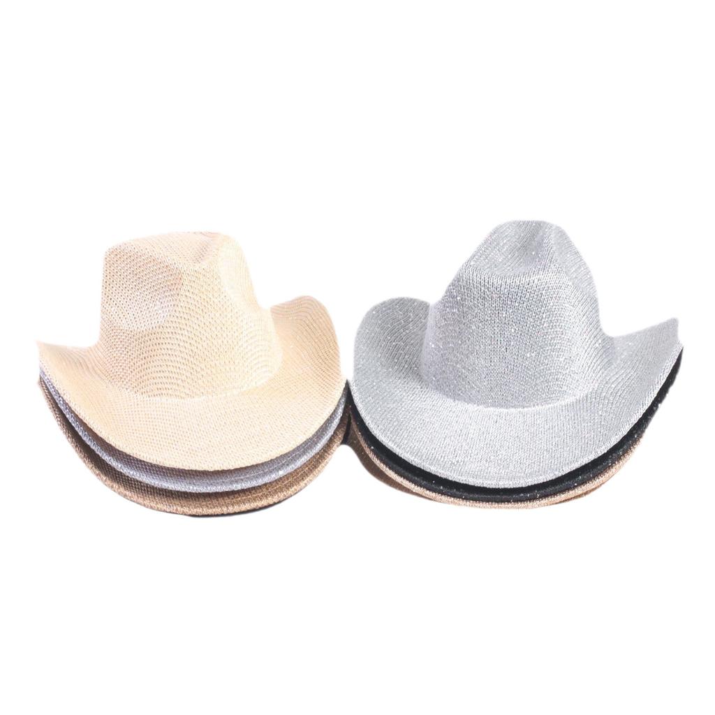 Popular European and American Classic Western Denim Straw Hat, Men's and Women's Fashion Outdoor Sunscreen Sequined Straw Hat