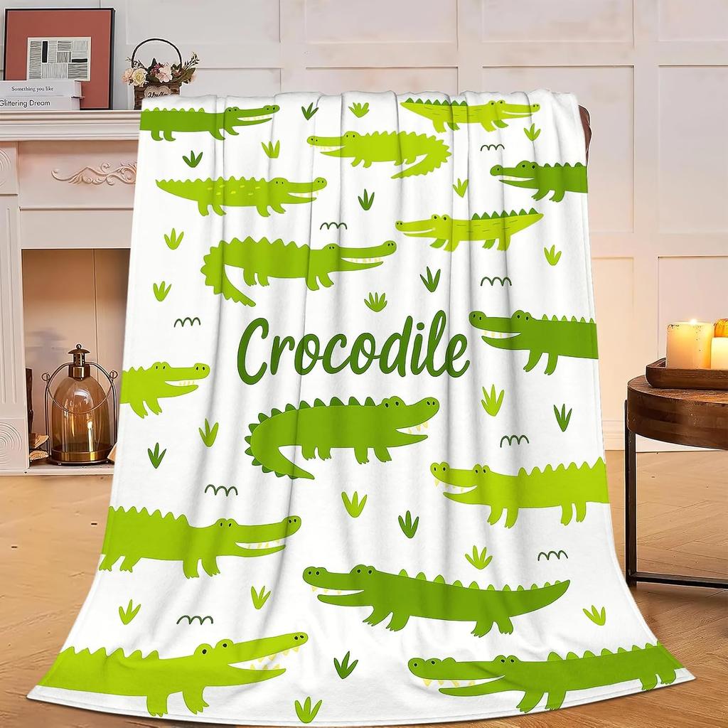 Crocodile Fuzzy Blanket Cartoon Crocodile Throw Blanket,Wild Safari Animal Fleece Blanket for Boys Girl Soft Fluffy Bed Blankets