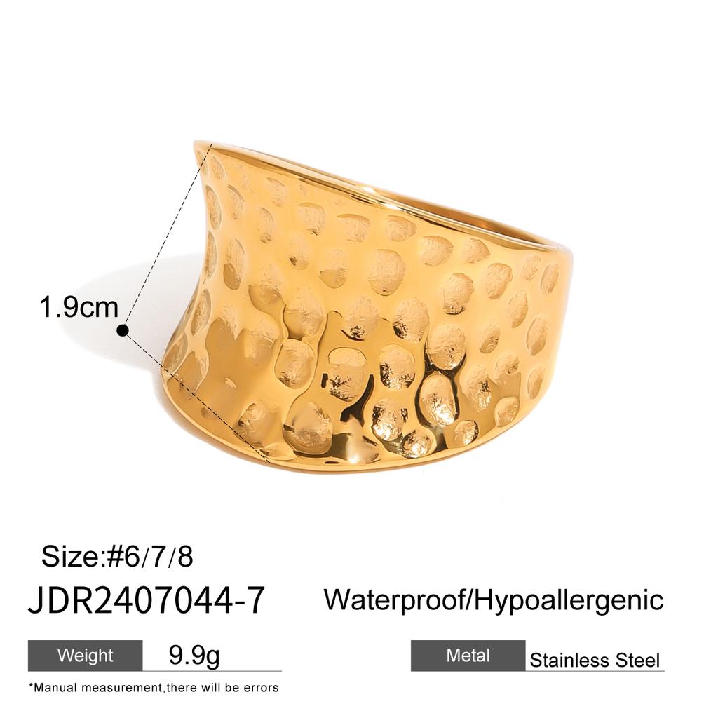 Uworld Fashion Pearl Leaf Ring Stacked Texture Strip Gold Color Adjustable Ring Women's Jewelry Gift For Her