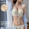 Sexy Schwarzer Spitzen-Halbschalen-BH mit Rückenverschluss, Verdickter Push-Up mit seitlicher Raffung, Formend für kleine Brüste, Sommer-Damen-BH