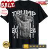Muscle Trump President Bodybuilding American Flag Trump 2024 T-Shirt.