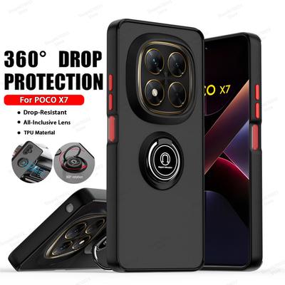 Coque de téléphone avec support annulaire magnétique pour POCO X7 M6 F6 X6 Pro X4 F4 GT X3 NFC Housse Armure Mate pour POCO F5 X5 X4 M4 M3 X3 Pro F3