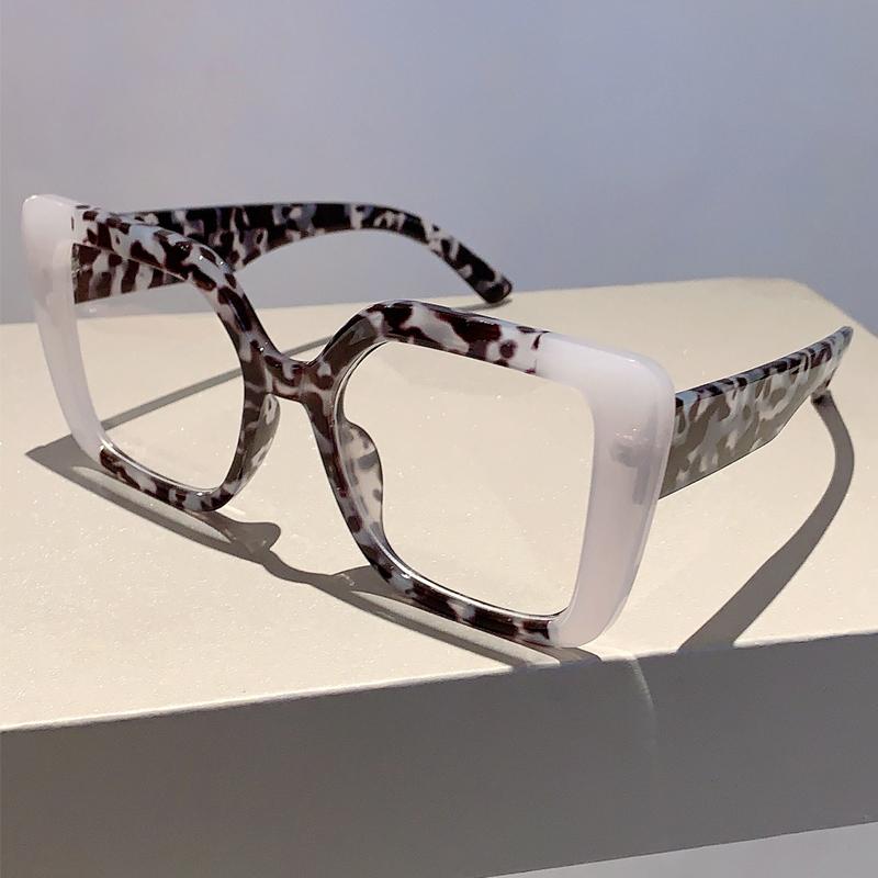 Modische quadratische Brille Damen Stilvolle übergroße mehrfarbige Brillengestelle Trendiges Markendesign Brillen zur Dekoration