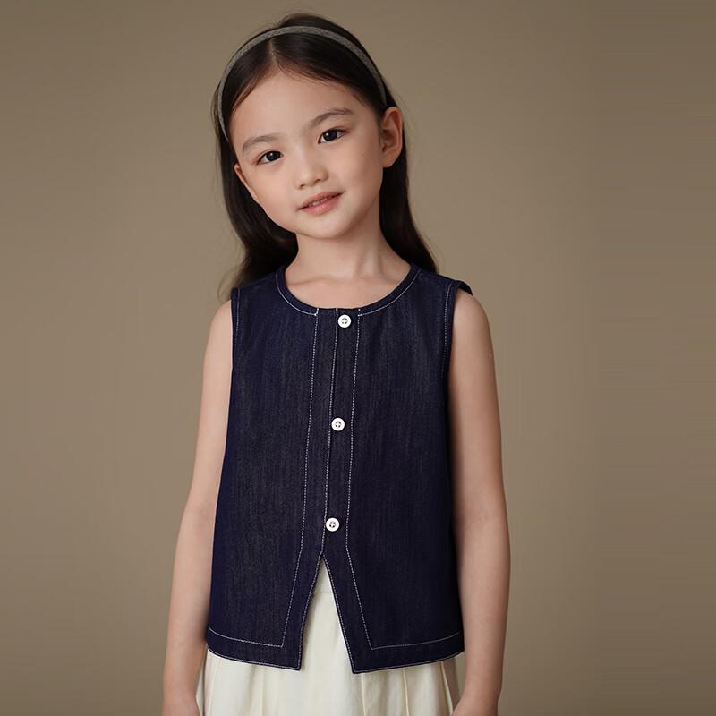 Hachikis Girls Summer Denim Vest & Shorts Outfit 120