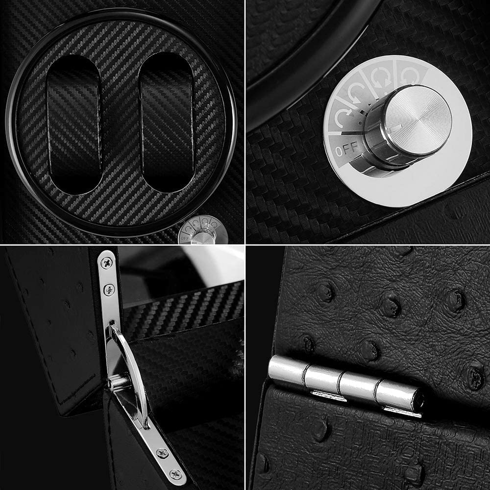 Remontoir de Montre Automatique Fabriqué au Japon avec Moteur Mabuchi S'adapte à Tout et Fibre Améliorée 2023 (Remontoir pour 2 montres), Design, Montres Homme Femme, (Carbone