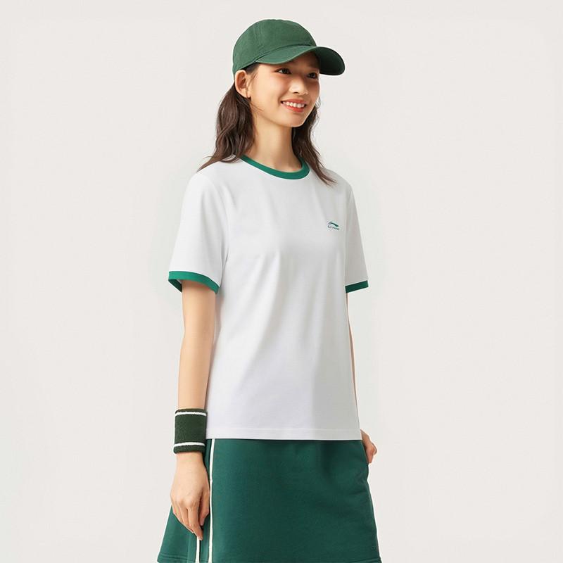 Li-Ning Fashionable Versatile Breathable Comfortable Short Sleeve T-Shirt Women tops White AHSW862-2